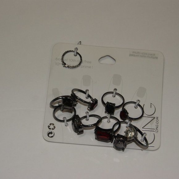 New HEMATITE GOTHIC GLAM RINGS - 10 PACK NWT - Picture 3 of 6